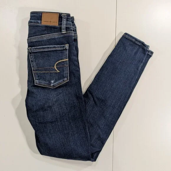 American Eagle Hi Rise Jeans Jegging with distressed details Super Stretch Skinn - Picture 4 of 15